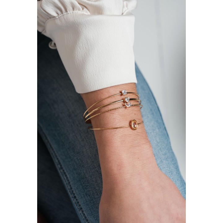 BRACELET PERLES GRIS METALLISE MEDAILLON ACIER INOX GOLD PETIT PRIX