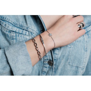 BRACELET GROSSE MAILLE FORCAT ACIER INOXYDABLE SILVER PETIT PRIX