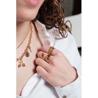 BAGUE RONDE MARTELEE ACIER INOXYDABLE GOLD PETIT PRIX