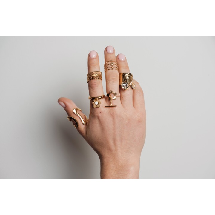 BAGUE RONDE MARTELEE ACIER INOXYDABLE GOLD PETIT PRIX