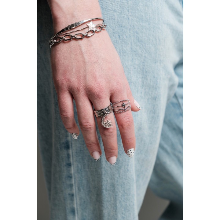 BAGUE RONDE MARTELEE ACIER INOXYDABLE GOLD PETIT PRIX