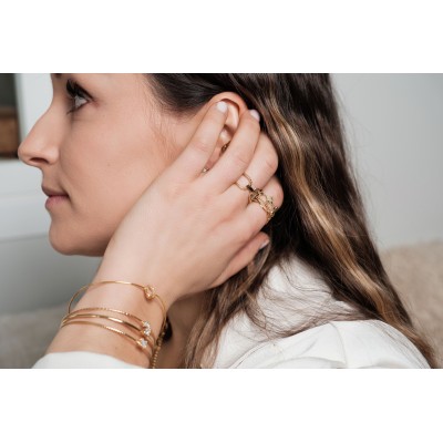 BAGUE RONDE MARTELEE ACIER INOXYDABLE GOLD PETIT PRIX