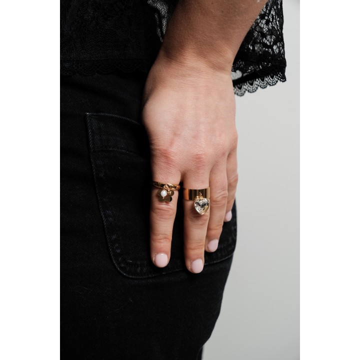 BAGUE RONDE MARTELEE ACIER INOXYDABLE GOLD PETIT PRIX