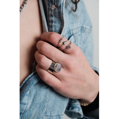 BAGUE RONDE MARTELEE ACIER INOXYDABLE GOLD PETIT PRIX