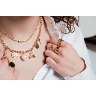 BAGUE LARGE TORSADEE EVASEE ACIER INOXYDABLE GOLD PETIT PRIX