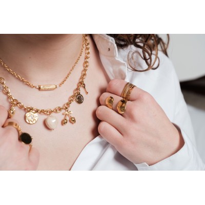 BAGUE RONDE MARTELEE ACIER INOXYDABLE GOLD PETIT PRIX