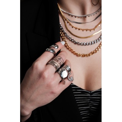 BAGUE RONDE MARTELEE ACIER INOXYDABLE GOLD PETIT PRIX