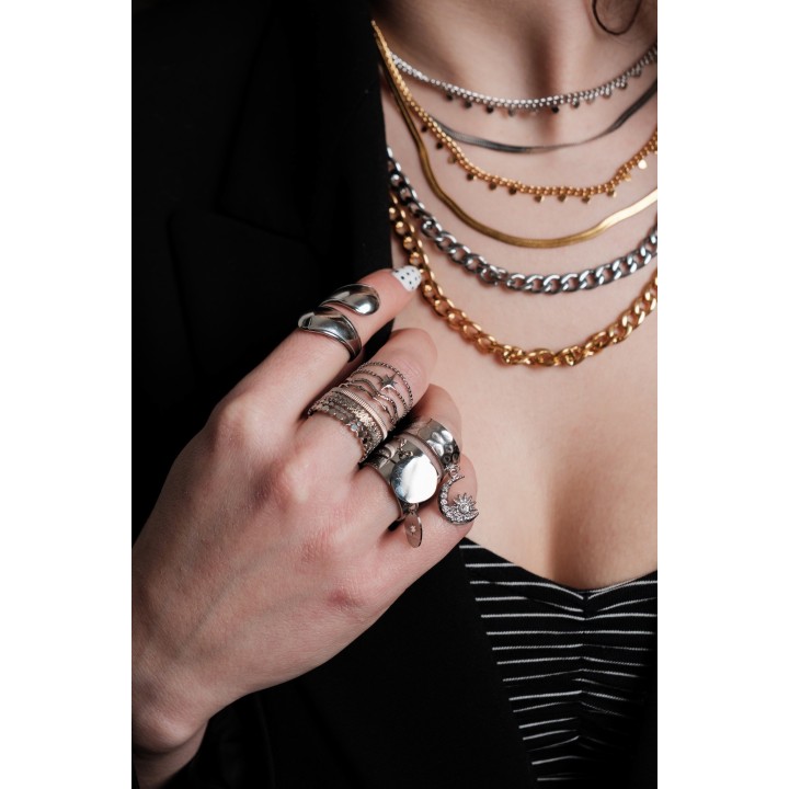 BAGUE RONDE MARTELEE ACIER INOXYDABLE GOLD PETIT PRIX