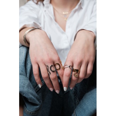 BAGUE RONDE MARTELEE ACIER INOXYDABLE GOLD PETIT PRIX