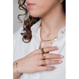 BAGUE LARGE PAMPILLE ETOIE ACIER INOXYDABLE GOLD PETIT PRIX