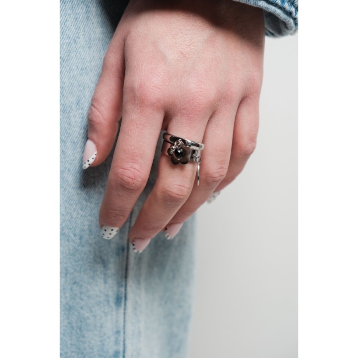 BAGUE LARGE PAMPILLE ETOIE ACIER INOXYDABLE SILVER PETIT PRIX