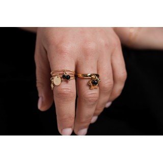 BAGUE RONDE MARTELEE ACIER INOXYDABLE GOLD PETIT PRIX