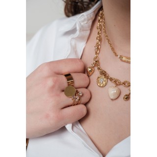 BAGUE RONDE MARTELEE ACIER INOXYDABLE GOLD PETIT PRIX