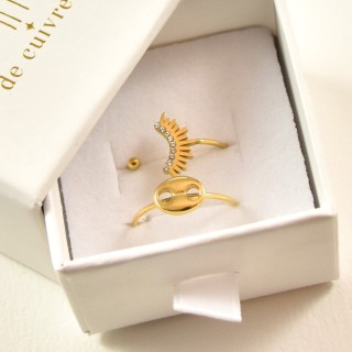 BAGUE RONDE MARTELEE ACIER INOXYDABLE GOLD PETIT PRIX