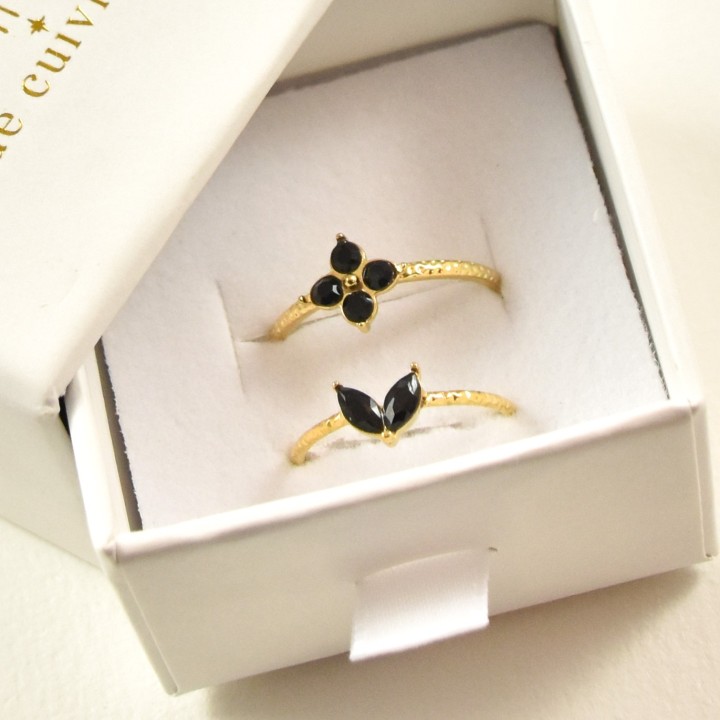 BAGUE RONDE MARTELEE ACIER INOXYDABLE GOLD PETIT PRIX