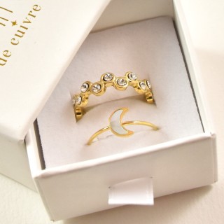 COFFRET CADEAU BAGUES NUMERO 11 BRIN DE CUIVRE ACIER INOXYDABLE GOLD