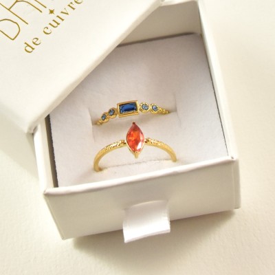 COFFRET CADEAU BAGUES NUMERO 14 BRIN DE CUIVRE ACIER INOXYDABLE GOLD