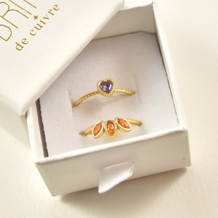 COFFRET CADEAU BAGUES NUMERO 15 BRIN DE CUIVRE ACIER INOXYDABLE GOLD