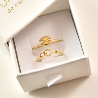 COFFRET CADEAU BAGUES NUMERO 16 BRIN DE CUIVRE ACIER INOXYDABLE GOLD
