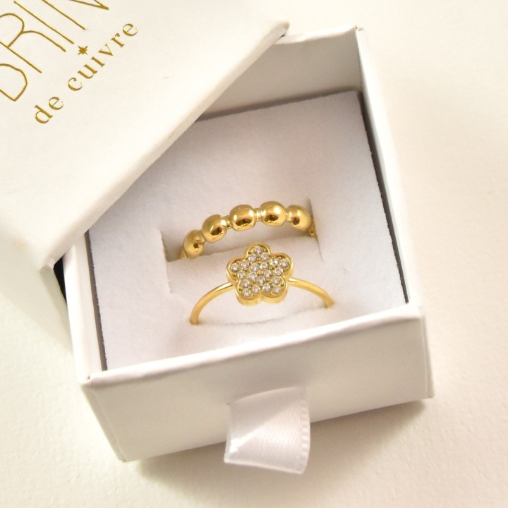 BAGUE RONDE MARTELEE ACIER INOXYDABLE GOLD PETIT PRIX