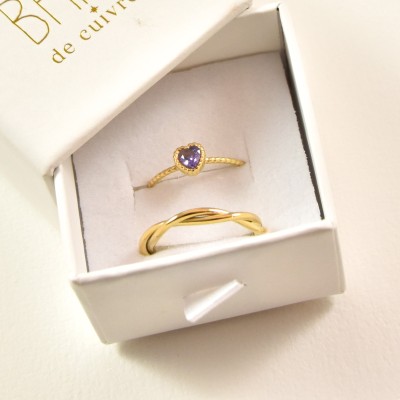 COFFRET CADEAU BAGUES NUMERO 20 BRIN DE CUIVRE ACIER INOXYDABLE GOLD
