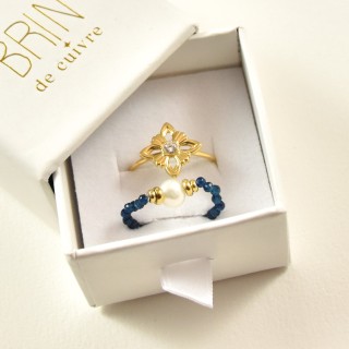 COFFRET CADEAU BAGUES NUMERO 22 BRIN DE CUIVRE ACIER INOXYDABLE GOLD