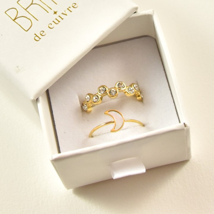 BAGUE RONDE MARTELEE ACIER INOXYDABLE GOLD PETIT PRIX