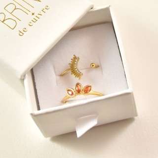 COFFRET CADEAU BAGUES NUMERO 25 BRIN DE CUIVRE ACIER INOXYDABLE GOLD