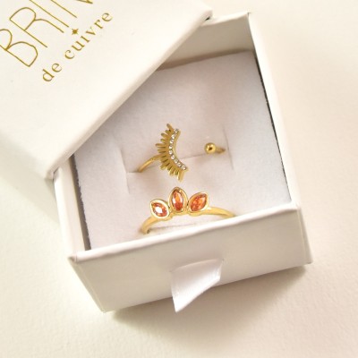 COFFRET CADEAU BAGUES NUMERO 25 BRIN DE CUIVRE ACIER INOXYDABLE GOLD