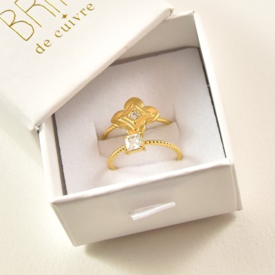 COFFRET CADEAU BAGUES NUMERO 26 BRIN DE CUIVRE ACIER INOXYDABLE GOLD