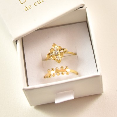 BAGUE RONDE MARTELEE ACIER INOXYDABLE GOLD PETIT PRIX