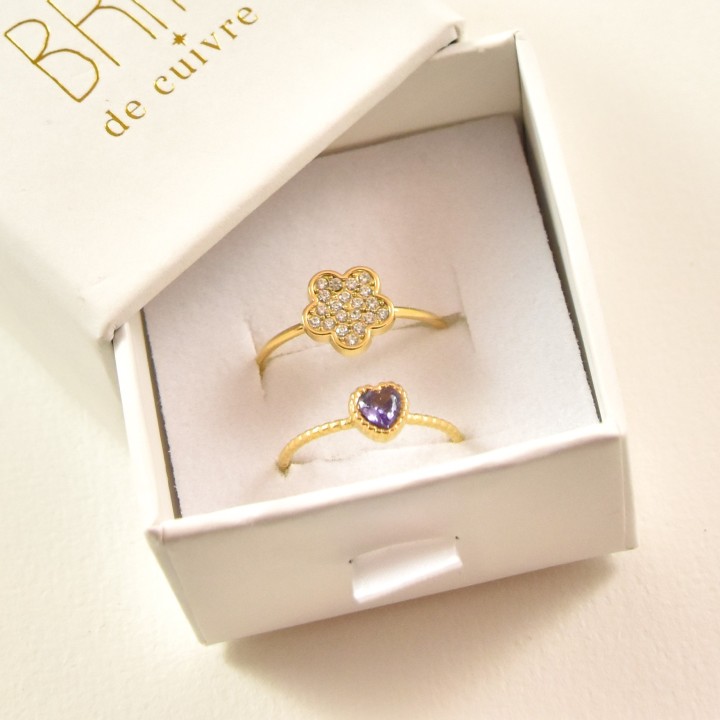 COFFRET CADEAU BAGUES NUMERO 29 BRIN DE CUIVRE ACIER INOXYDABLE GOLD