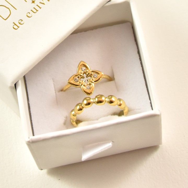 COFFRET CADEAU BAGUES NUMERO 30 BRIN DE CUIVRE ACIER INOXYDABLE GOLD