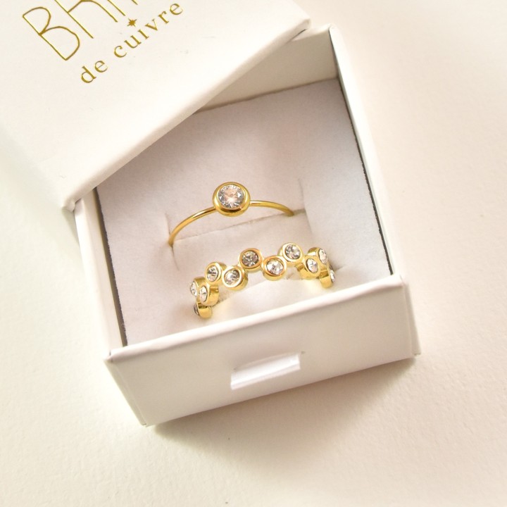BAGUE RONDE MARTELEE ACIER INOXYDABLE GOLD PETIT PRIX