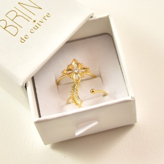 BAGUE RONDE MARTELEE ACIER INOXYDABLE GOLD PETIT PRIX