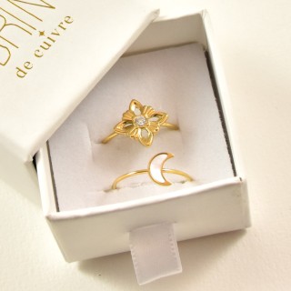 COFFRET CADEAU BAGUES NUMERO 36 BRIN DE CUIVRE ACIER INOXYDABLE GOLD