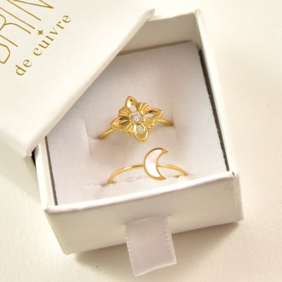 BAGUE RONDE MARTELEE ACIER INOXYDABLE GOLD PETIT PRIX
