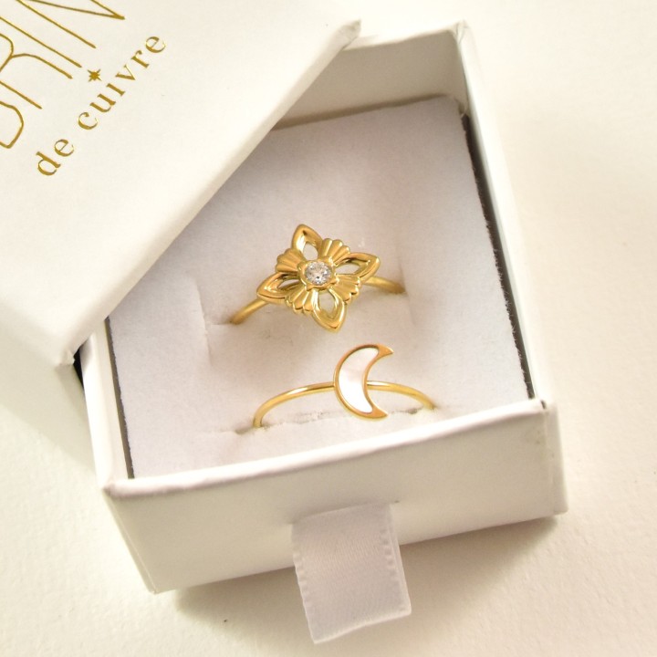 BAGUE RONDE MARTELEE ACIER INOXYDABLE GOLD PETIT PRIX