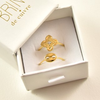 COFFRET CADEAU BAGUES NUMERO 37 BRIN DE CUIVRE ACIER INOXYDABLE GOLD