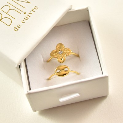 BAGUE RONDE MARTELEE ACIER INOXYDABLE GOLD PETIT PRIX