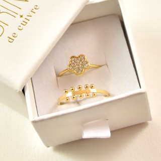 COFFRET CADEAU BAGUES NUMERO 40 BRIN DE CUIVRE ACIER INOXYDABLE GOLD