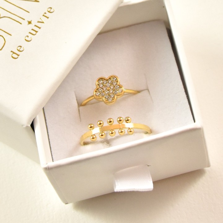 BAGUE RONDE MARTELEE ACIER INOXYDABLE GOLD PETIT PRIX