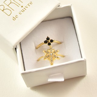 COFFRET CADEAU BAGUES NUMERO 41 BRIN DE CUIVRE ACIER INOXYDABLE GOLD