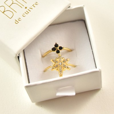 COFFRET CADEAU BAGUES NUMERO 41 BRIN DE CUIVRE ACIER INOXYDABLE GOLD