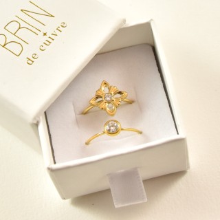 COFFRET CADEAU BAGUES NUMERO 42 BRIN DE CUIVRE ACIER INOXYDABLE GOLD
