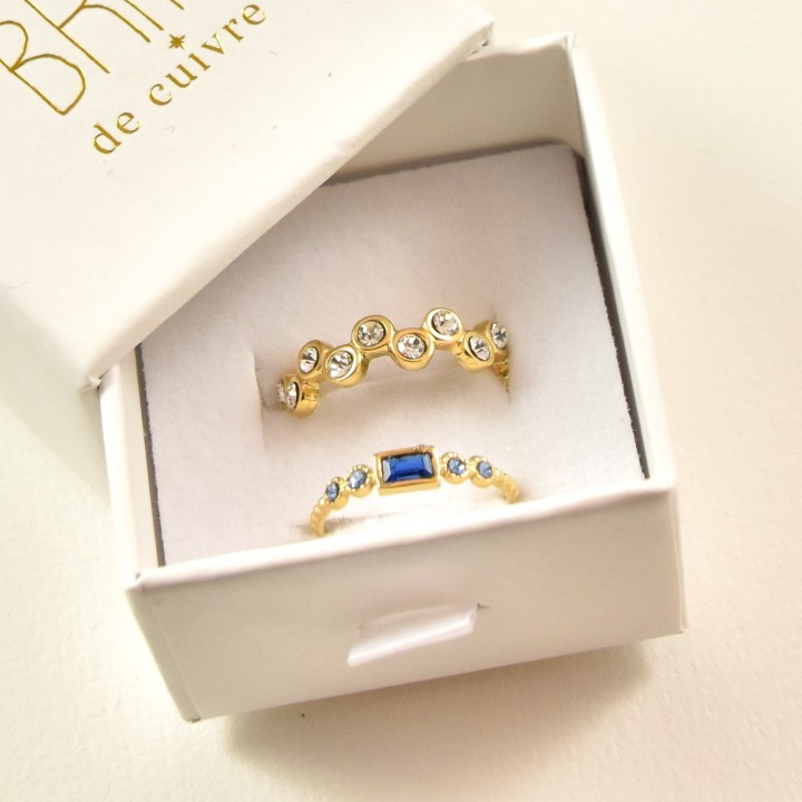 COFFRET CADEAU BAGUES NUMERO 43 BRIN DE CUIVRE ACIER INOXYDABLE GOLD