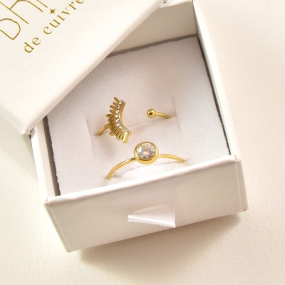 BAGUE RONDE MARTELEE ACIER INOXYDABLE GOLD PETIT PRIX