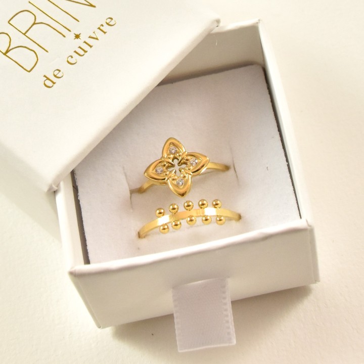 BAGUE RONDE MARTELEE ACIER INOXYDABLE GOLD PETIT PRIX