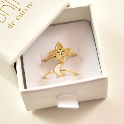BAGUE RONDE MARTELEE ACIER INOXYDABLE GOLD PETIT PRIX