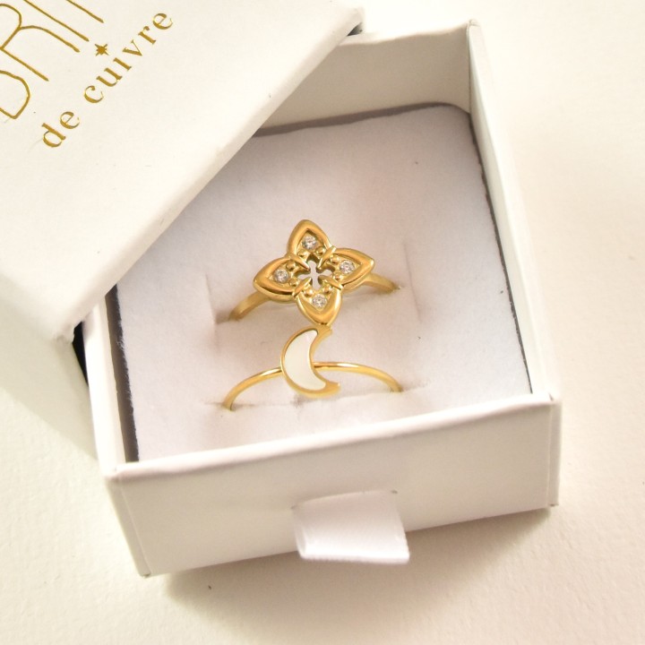 COFFRET CADEAU BAGUES NUMERO 54 BRIN DE CUIVRE ACIER INOXYDABLE GOLD